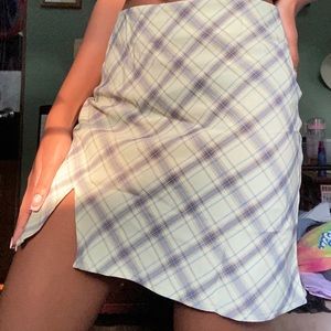 Plaid mint green skirt from shein
